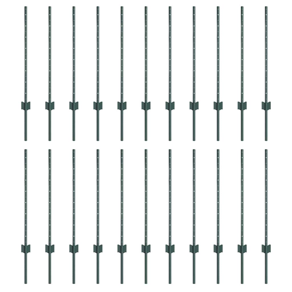 Zaunpfosten Silber 22 pcs Grün Metall