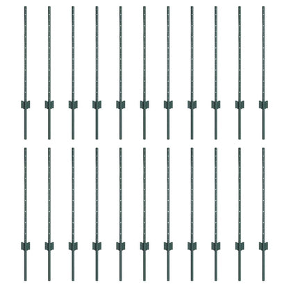 Zaunpfosten Silber 22 pcs Grün Metall