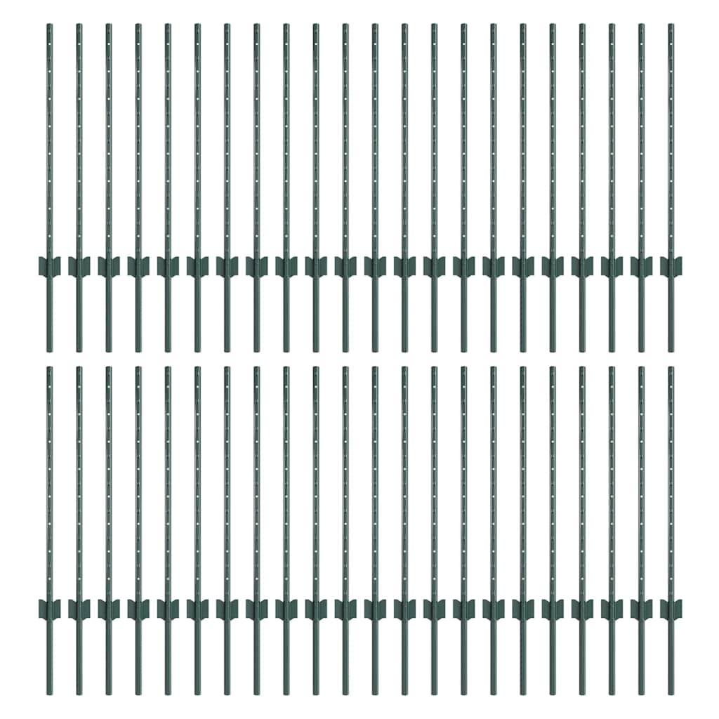 Zaunpfosten Silber 44 pcs Grün Stahl
