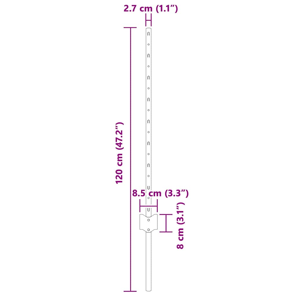 Zaunpfosten Silber 44 pcs Grün Stahl
