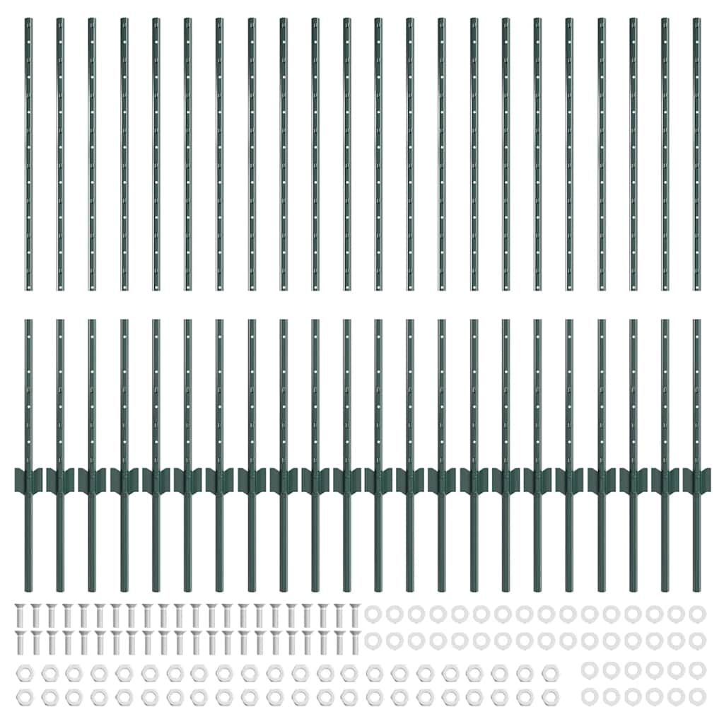 Zaunpfosten 22 pcs Grün 140 cm Stahl