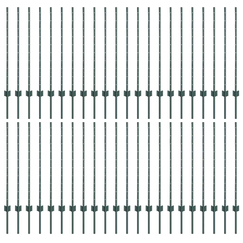 Zaunpfosten Silber 44 pcs Grün Pulverbeschichteter Stahl