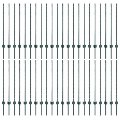 Zaunpfosten Silber 44 pcs Grün Pulverbeschichteter Stahl