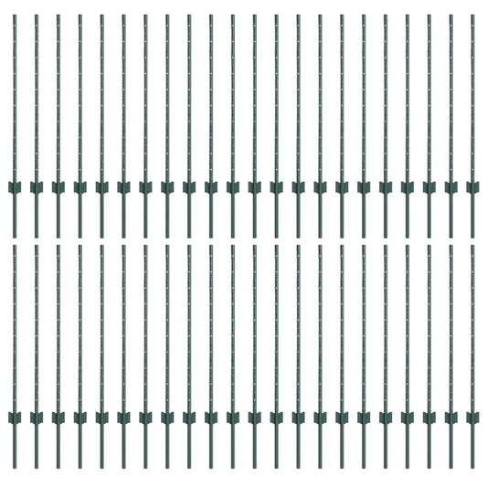 Zaunpfosten Silber 44 pcs Grün Pulverbeschichteter Stahl