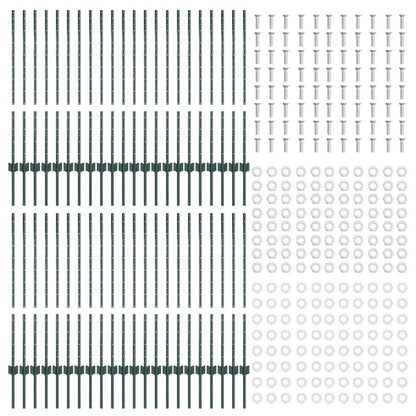 Zaunpfosten Silber 44 pcs Grün Pulverbeschichteter Stahl