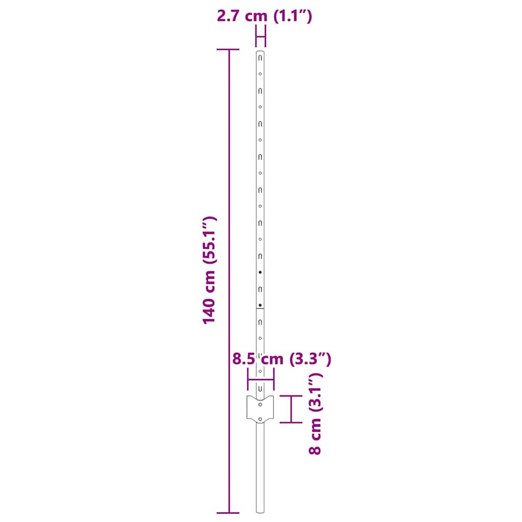 Zaunpfosten Silber 44 pcs Grün Pulverbeschichteter Stahl