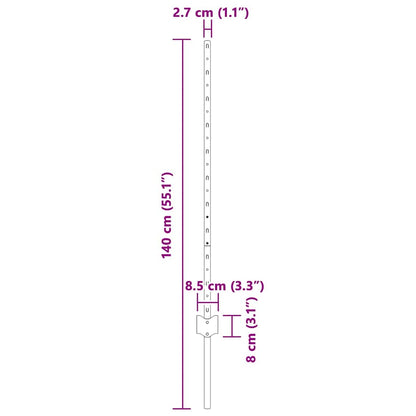 Zaunpfosten Silber 44 pcs Grün Pulverbeschichteter Stahl