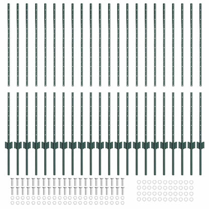 Zaunpfosten 22 pcs Grün 160 cm Stahl
