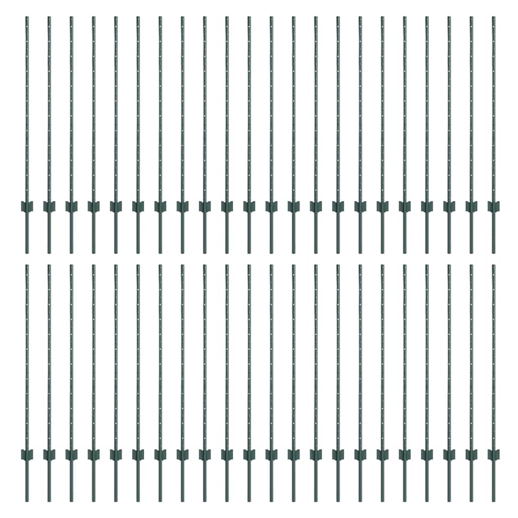 Zaunpfosten Silber 44 pcs Grün Pulverbeschichteter Stahl