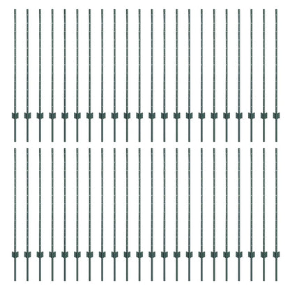 Zaunpfosten Silber 44 pcs Grün Pulverbeschichteter Stahl