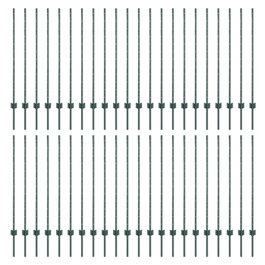 Zaunpfosten Silber 44 pcs Grün Pulverbeschichteter Stahl
