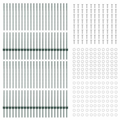 Zaunpfosten Silber 44 pcs Grün Pulverbeschichteter Stahl