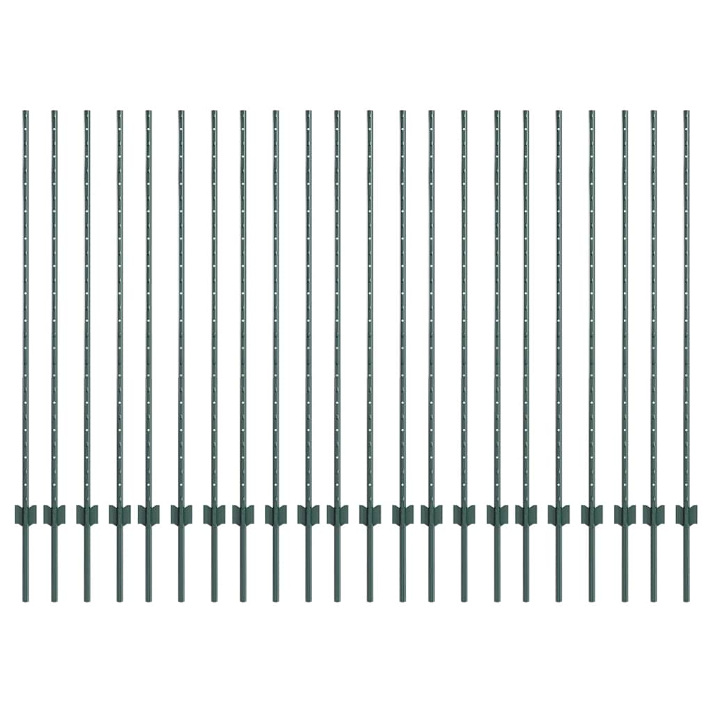 Zaunpfosten Silber 22 pcs Grün Stahl