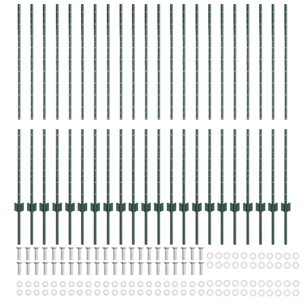 Zaunpfosten 22 pcs Grün 180 cm Stahl