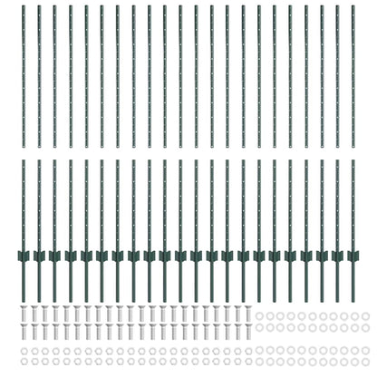 Zaunpfosten 22 pcs Grün 180 cm Stahl