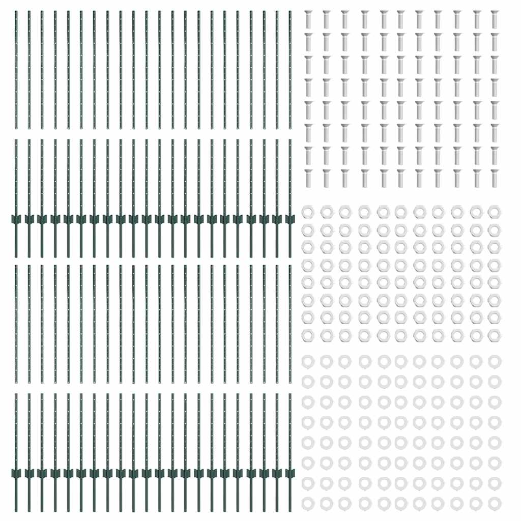 Zaunpfosten 44 pcs Grün 180 cm Stahl