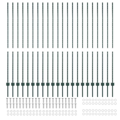Zaunpfosten 22 pcs Grün 200 cm Stahl