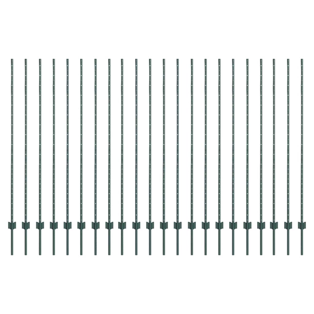Zaunpfosten Silber 22 pcs Grün Stahl