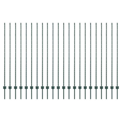Zaunpfosten Silber 22 pcs Grün Stahl