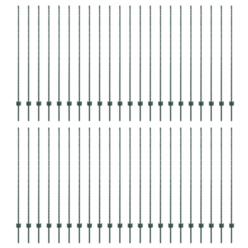 Zaunpfosten Silber 44 pcs Grün Pulverbeschichteter Stahl