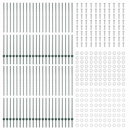 Zaunpfosten Silber 44 pcs Grün Pulverbeschichteter Stahl