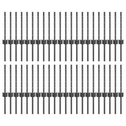 Zaunpfosten Silber 44 pcs Grau Pulverbeschichteter Stahl