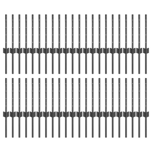 Zaunpfosten Silber 44 pcs Grau Pulverbeschichteter Stahl