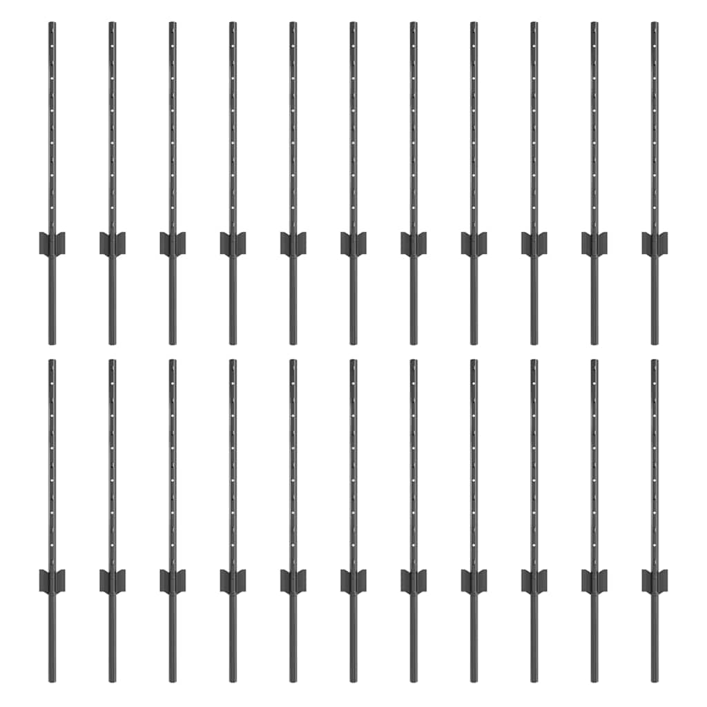 Zaunpfosten 22 pcs Grau Stahl