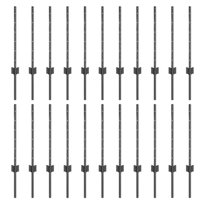 Zaunpfosten 22 pcs Grau Stahl
