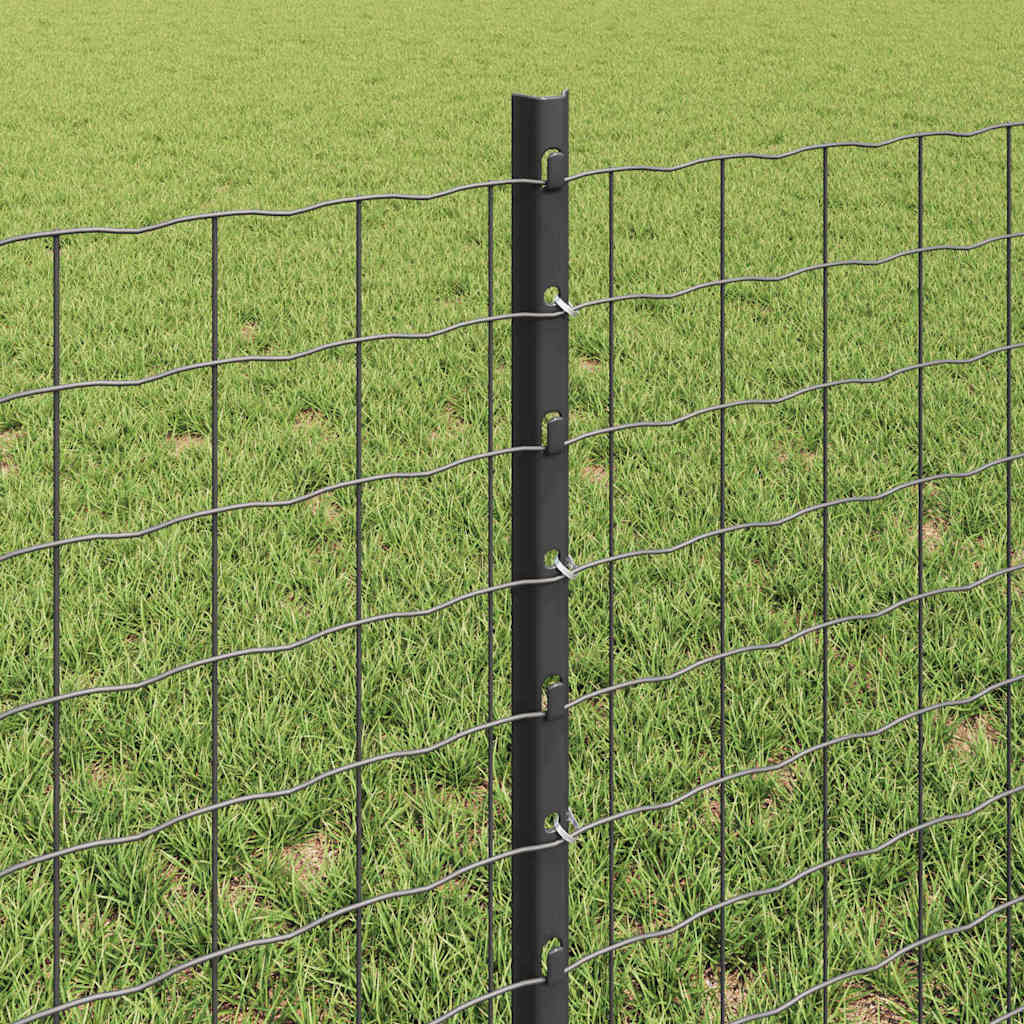 Zaunpfosten 44 pcs Grau 100 cm Stahl