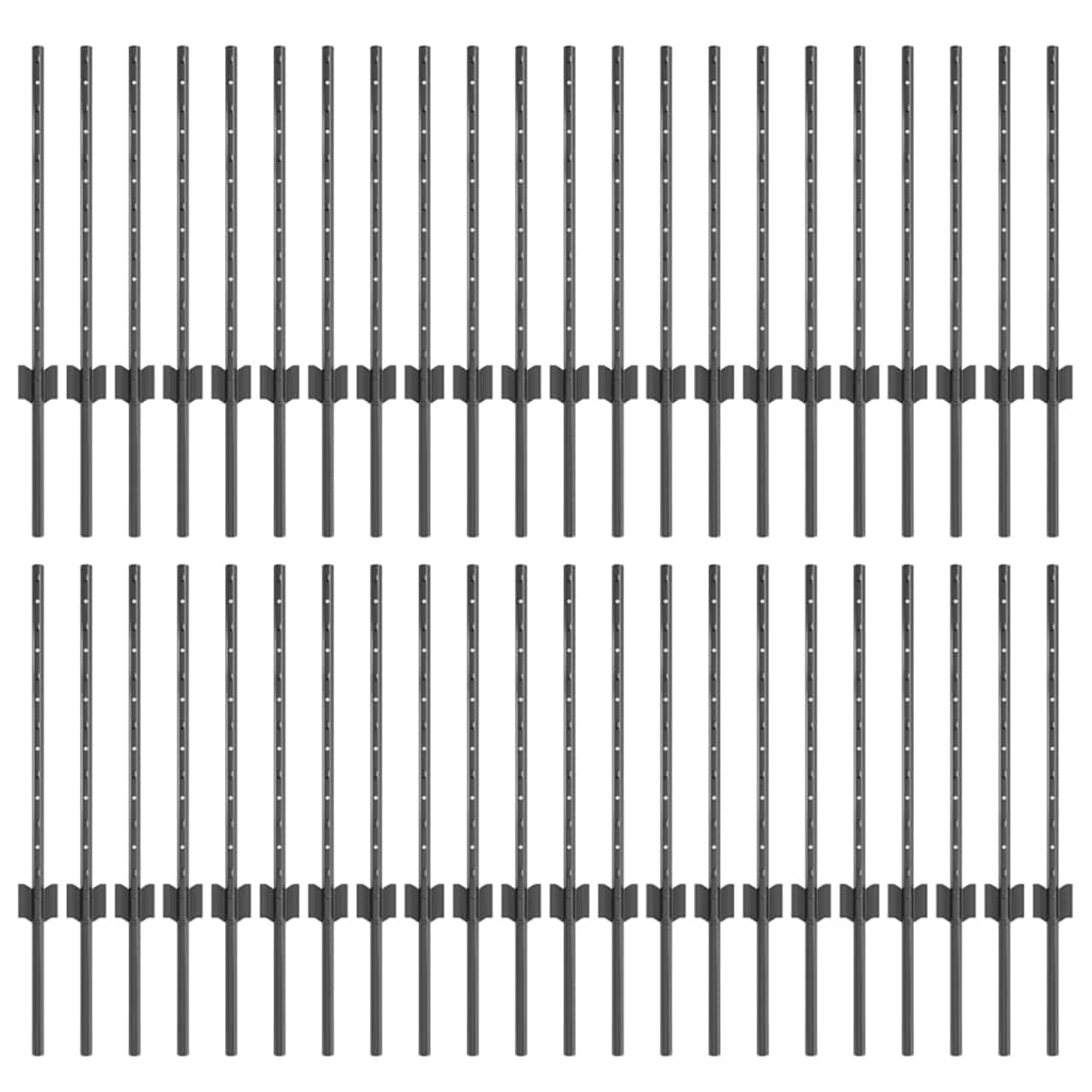 Zaunpfosten Silber 44 pcs Grau Pulverbeschichteter Stahl
