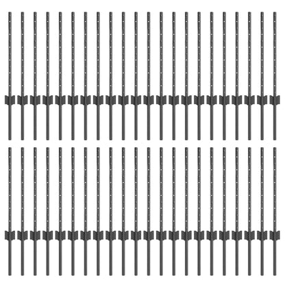 Zaunpfosten Silber 44 pcs Grau Pulverbeschichteter Stahl