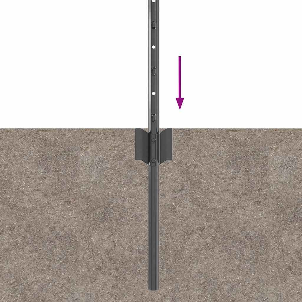 Zaunpfosten Silber 44 pcs Grau Pulverbeschichteter Stahl