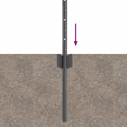 Zaunpfosten Silber 44 pcs Grau Pulverbeschichteter Stahl