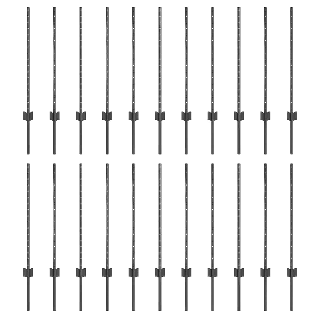 Grün Zaunpfosten 22 pcs Grau Metall