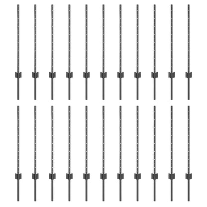 Grün Zaunpfosten 22 pcs Grau Metall