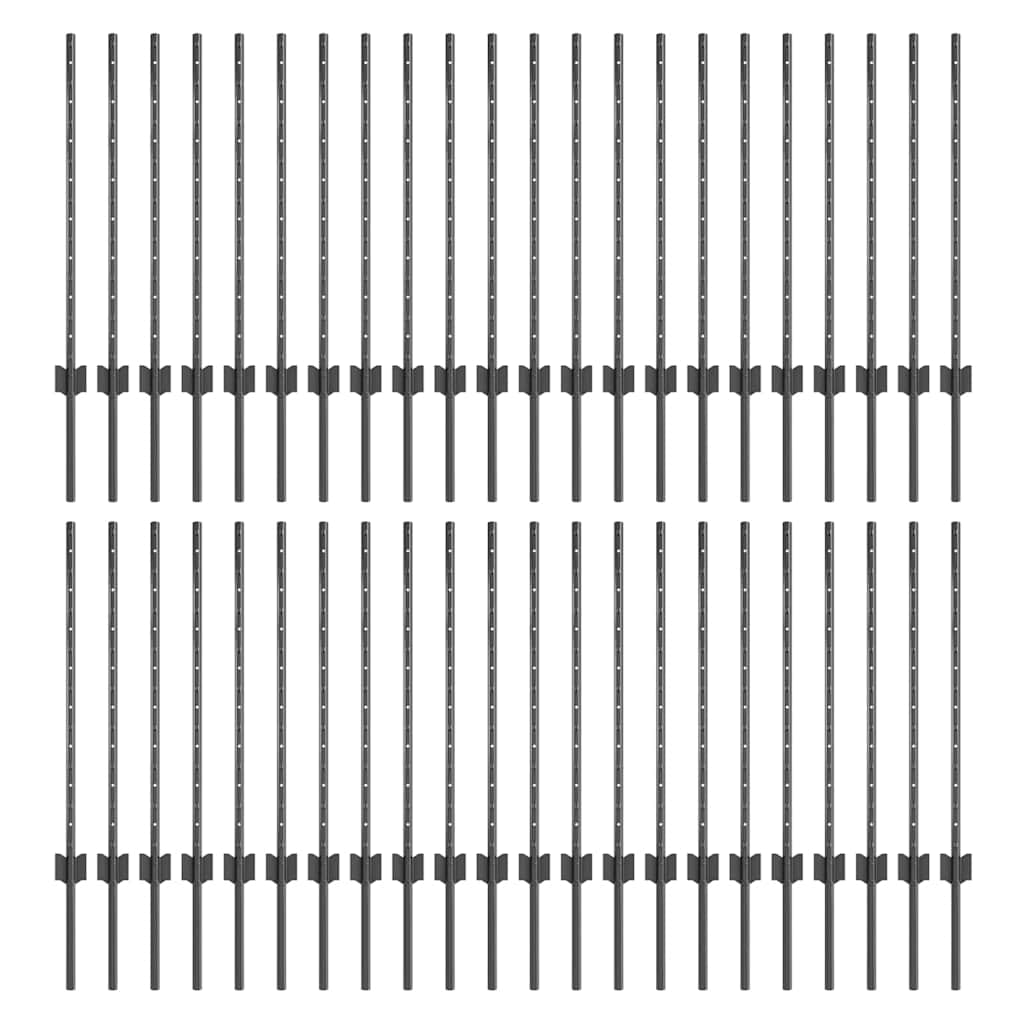 Zaunpfosten Silber 44 pcs Grau Stahl