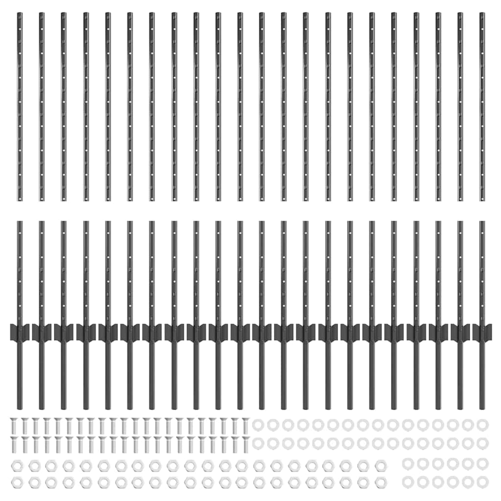Zaunpfosten Silber 44 pcs Grau Metall