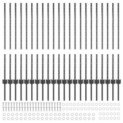 Zaunpfosten Silber 44 pcs Grau Metall