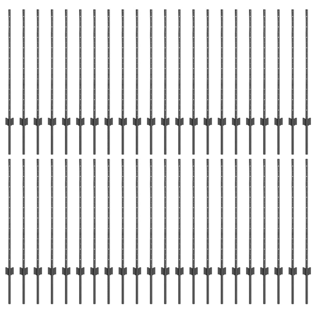 Zaunpfosten Silber 44 pcs Grau Stahl