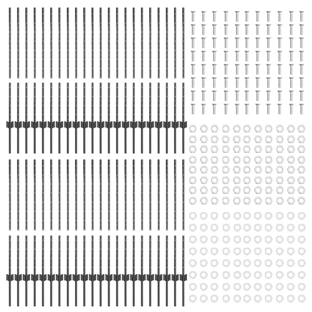 Zaunpfosten Silber 44 pcs Grau Stahl