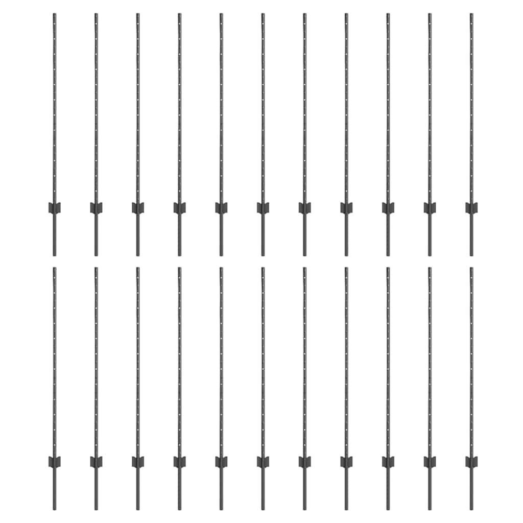 Zaunpfosten 44 pcs Grau 160 cm Stahl