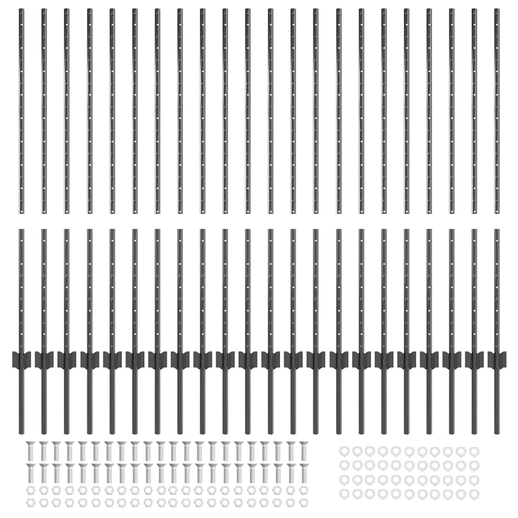 Zaunpfosten Silber 44 pcs Grau Metall
