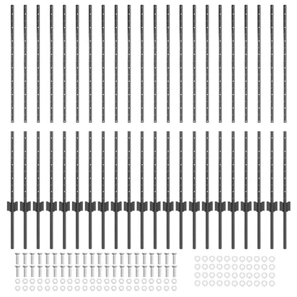 Zaunpfosten Silber 44 pcs Grau Metall