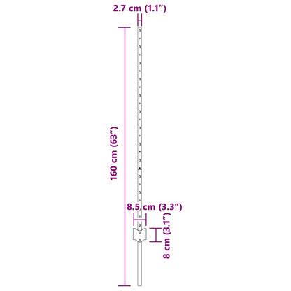 Zaunpfosten Silber 44 pcs Grau Metall