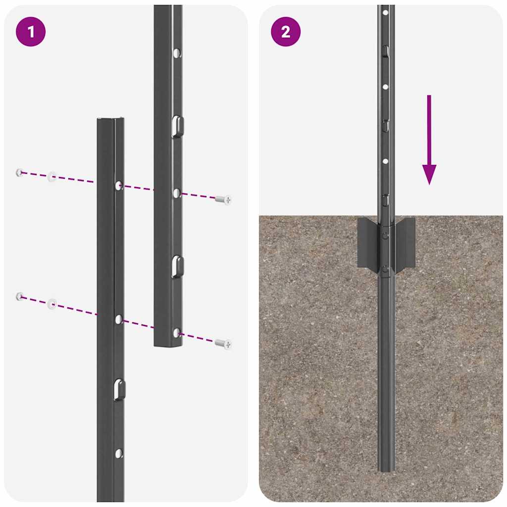 Zaunpfosten Other 44 pcs Grau Pulverbeschichteter Stahl