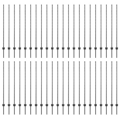 Zaunpfosten 44 pcs Grau Pulverbeschichteter Stahl