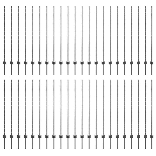 Zaunpfosten 44 pcs Grau Pulverbeschichteter Stahl