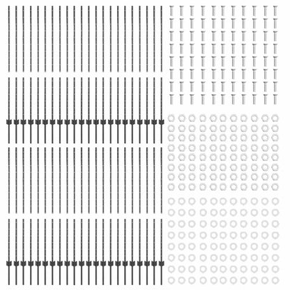 Zaunpfosten 44 pcs Grau Pulverbeschichteter Stahl