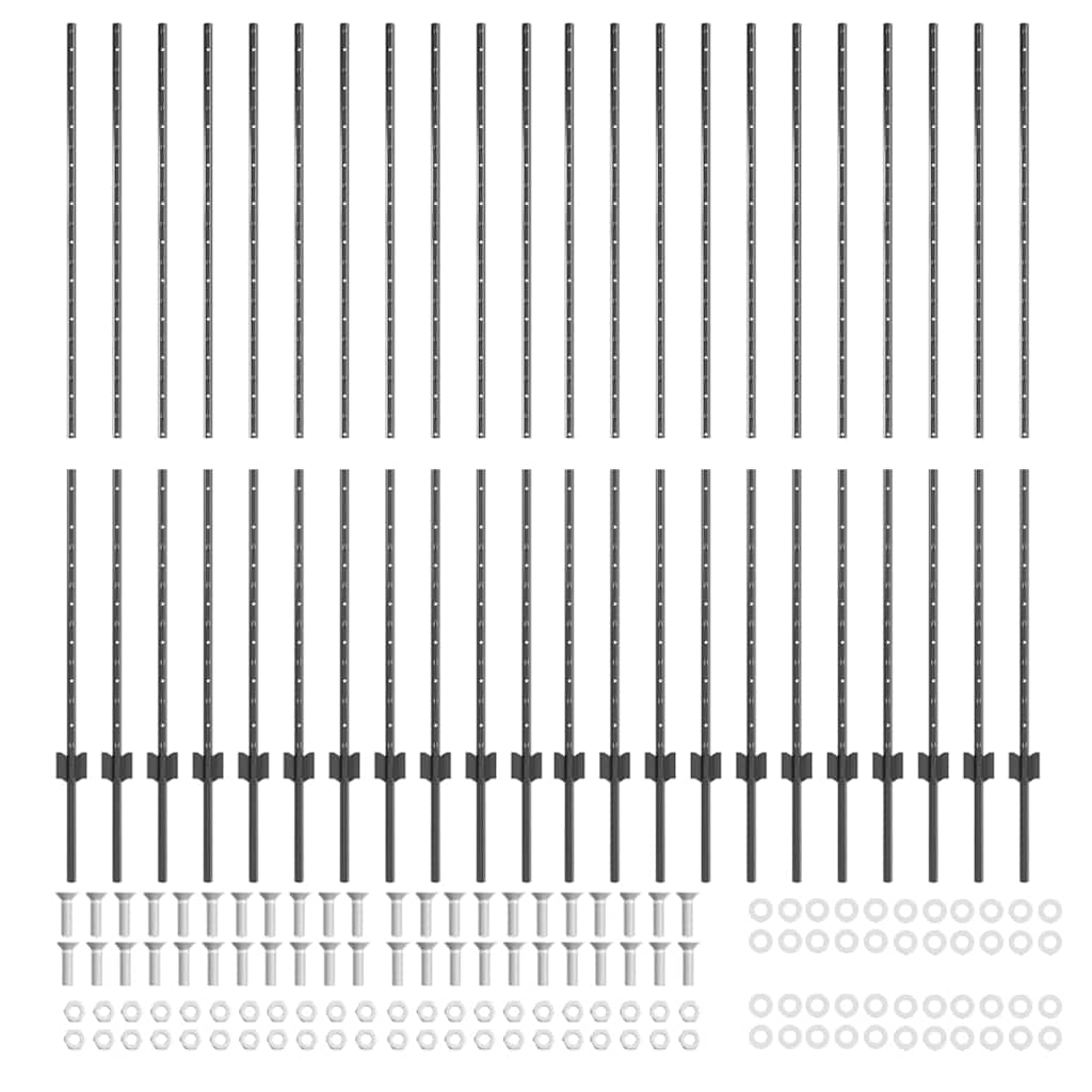 Zaunpfosten Silber 44 pcs Grau Stahl